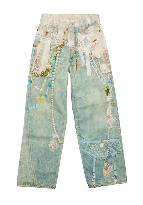 jeans  loose fit jeans 1981 unisex bianco e verde ACNE STUDIOS | CK0134AET